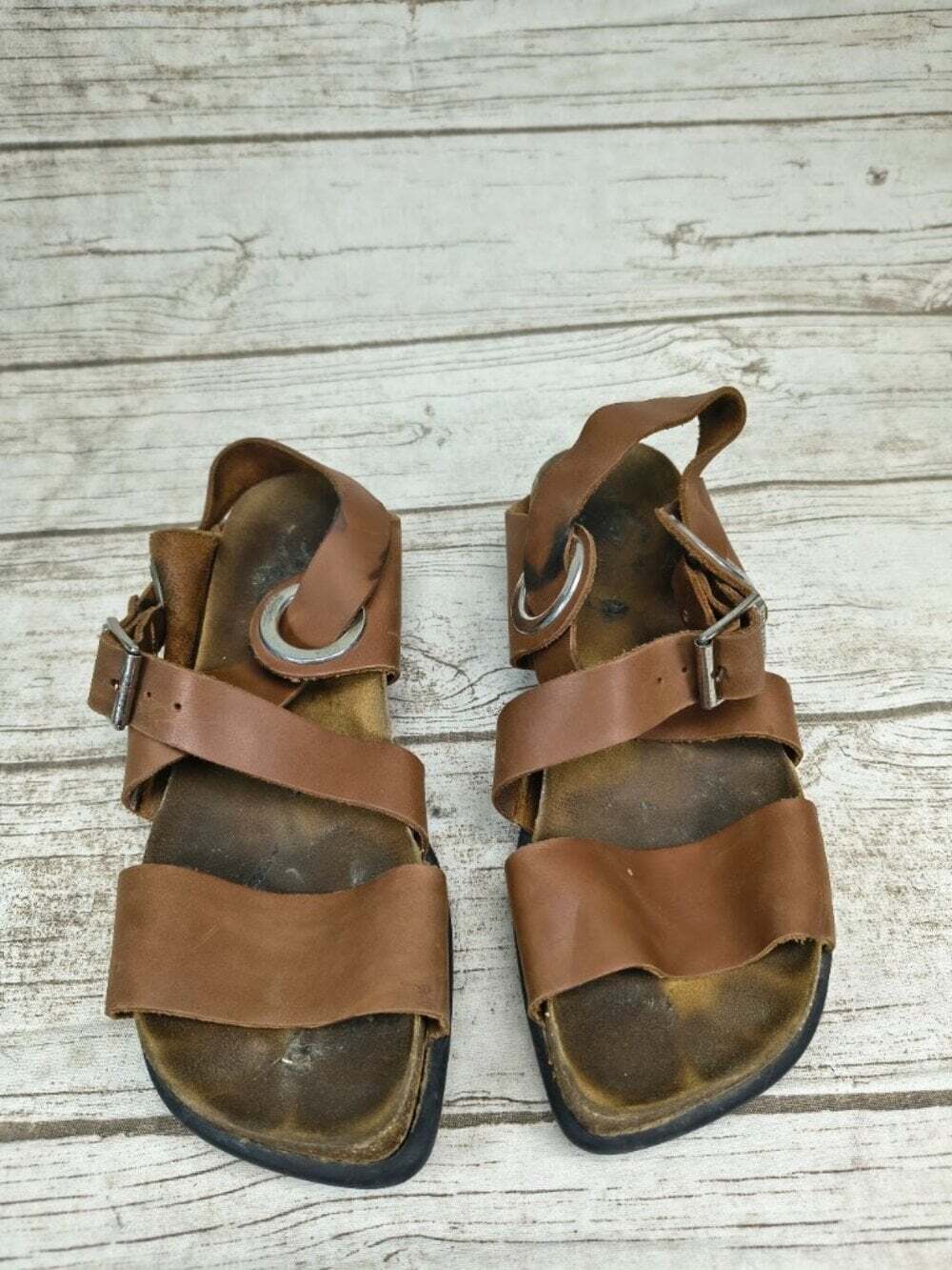 John Fluevog Peacemaker Earley Brown Leather Sandals